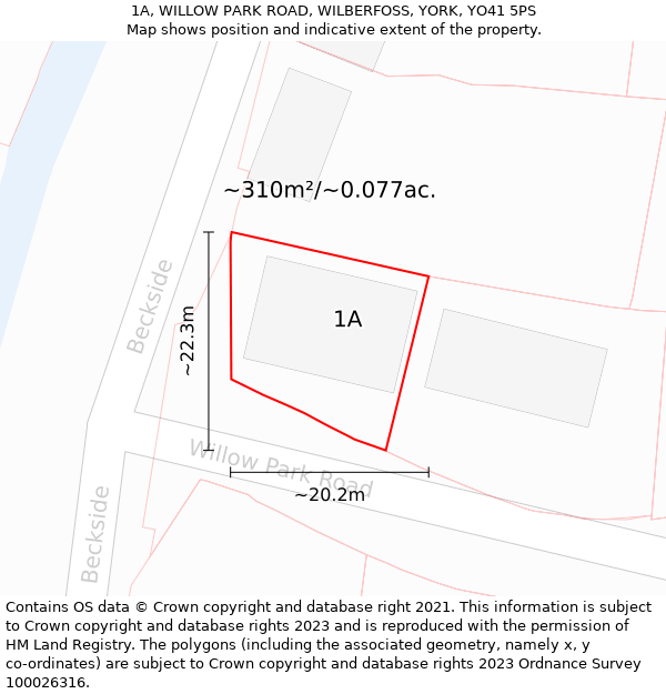 1A, WILLOW PARK ROAD, WILBERFOSS, YORK, YO41 5PS: Plot and title map