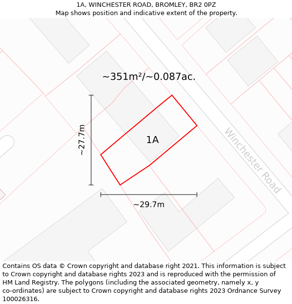 1A, WINCHESTER ROAD, BROMLEY, BR2 0PZ: Plot and title map