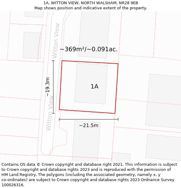 1A, WITTON VIEW, NORTH WALSHAM, NR28 9EB: Plot and title map