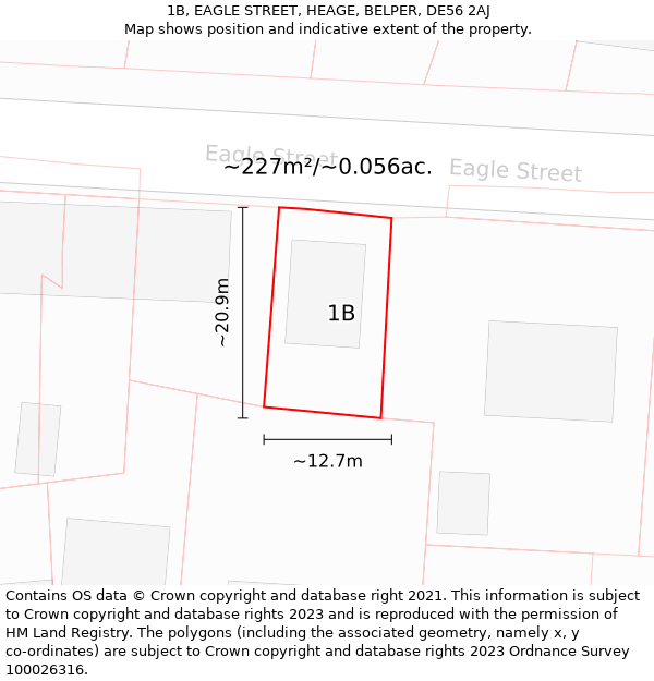 1B, EAGLE STREET, HEAGE, BELPER, DE56 2AJ: Plot and title map