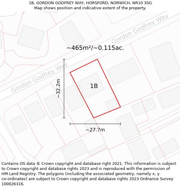 1B, GORDON GODFREY WAY, HORSFORD, NORWICH, NR10 3SG: Plot and title map