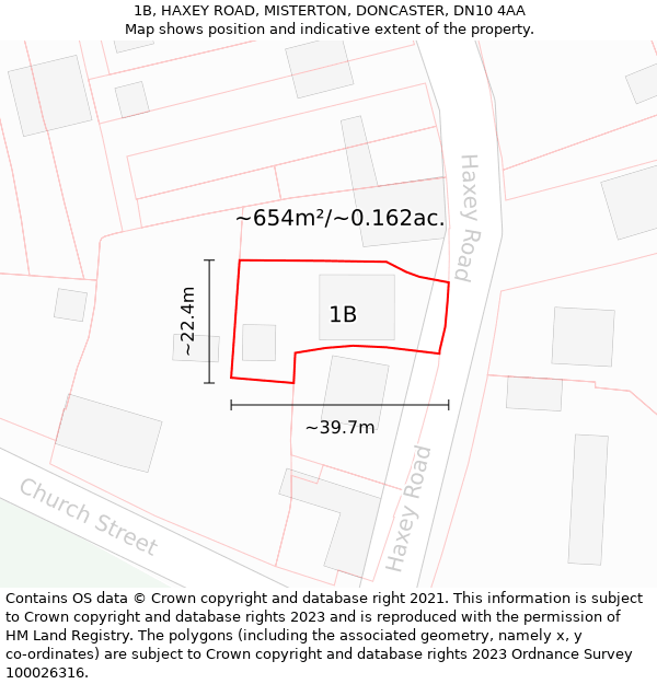 1B, HAXEY ROAD, MISTERTON, DONCASTER, DN10 4AA: Plot and title map