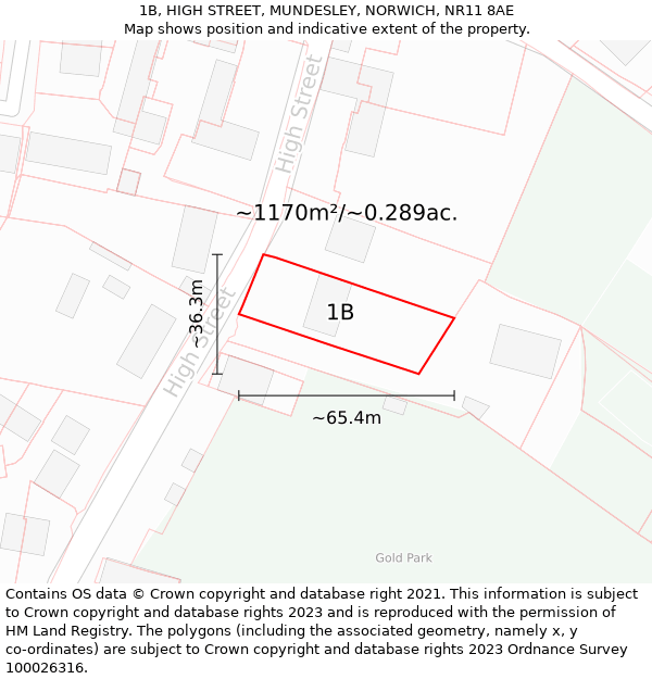 1B, HIGH STREET, MUNDESLEY, NORWICH, NR11 8AE: Plot and title map