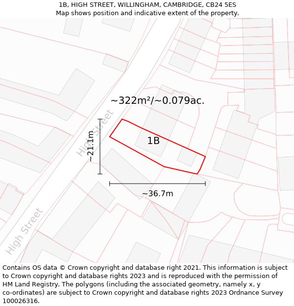 1B, HIGH STREET, WILLINGHAM, CAMBRIDGE, CB24 5ES: Plot and title map