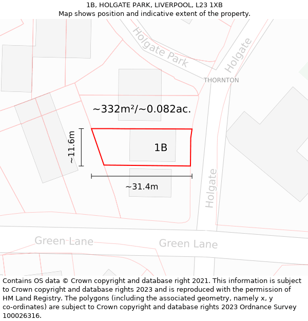 1B, HOLGATE PARK, LIVERPOOL, L23 1XB: Plot and title map