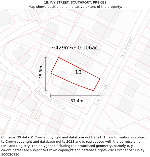 1B, IVY STREET, SOUTHPORT, PR8 6BS: Plot and title map