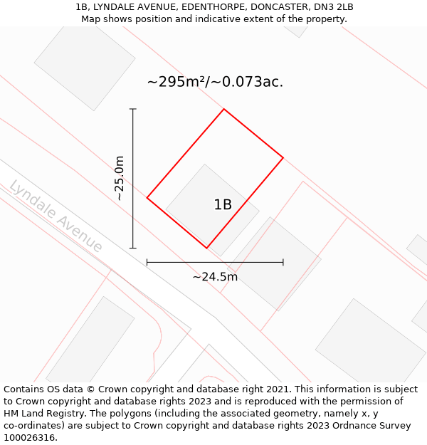 1B, LYNDALE AVENUE, EDENTHORPE, DONCASTER, DN3 2LB: Plot and title map