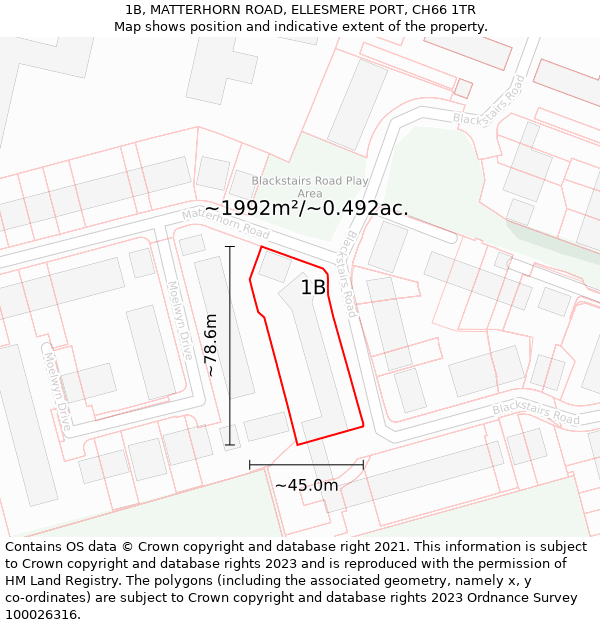 1B, MATTERHORN ROAD, ELLESMERE PORT, CH66 1TR: Plot and title map