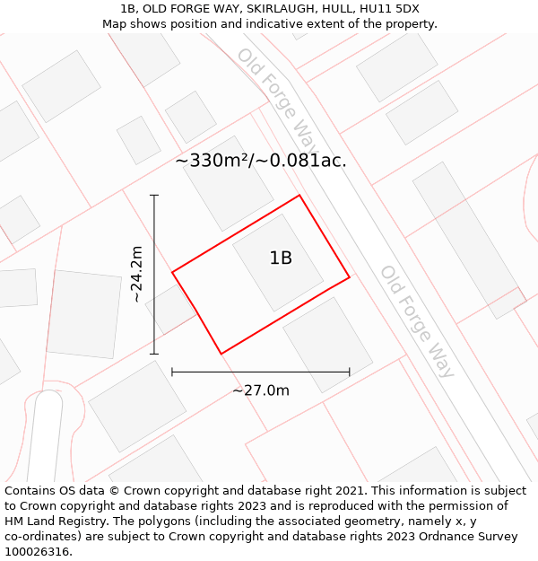 1B, OLD FORGE WAY, SKIRLAUGH, HULL, HU11 5DX: Plot and title map