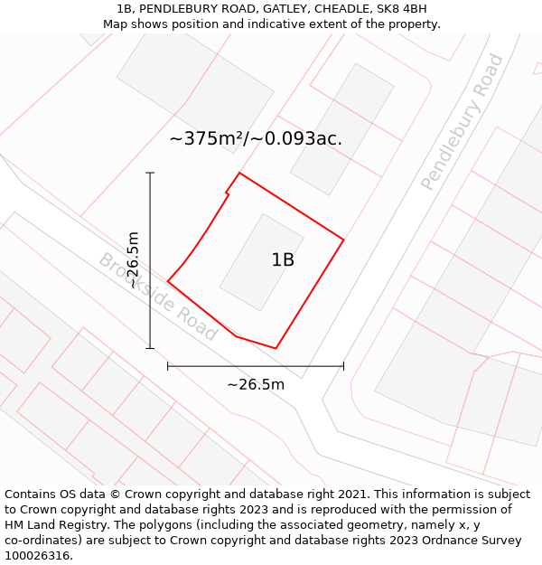 1B, PENDLEBURY ROAD, GATLEY, CHEADLE, SK8 4BH: Plot and title map