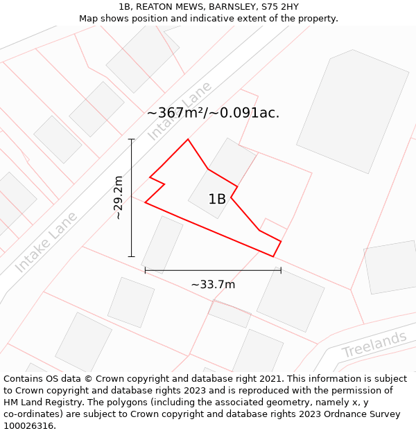 1B, REATON MEWS, BARNSLEY, S75 2HY: Plot and title map