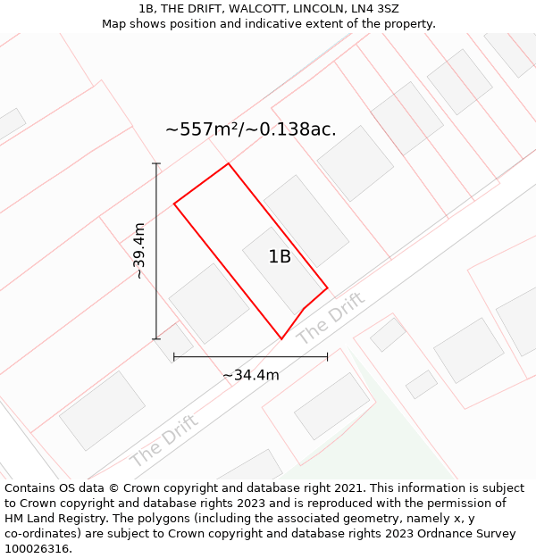 1B, THE DRIFT, WALCOTT, LINCOLN, LN4 3SZ: Plot and title map