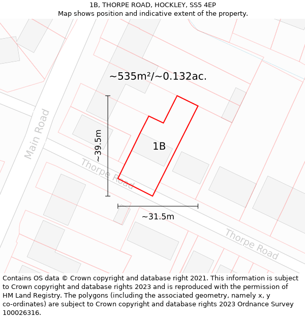1B, THORPE ROAD, HOCKLEY, SS5 4EP: Plot and title map