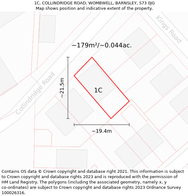 1C, COLLINDRIDGE ROAD, WOMBWELL, BARNSLEY, S73 0JG: Plot and title map