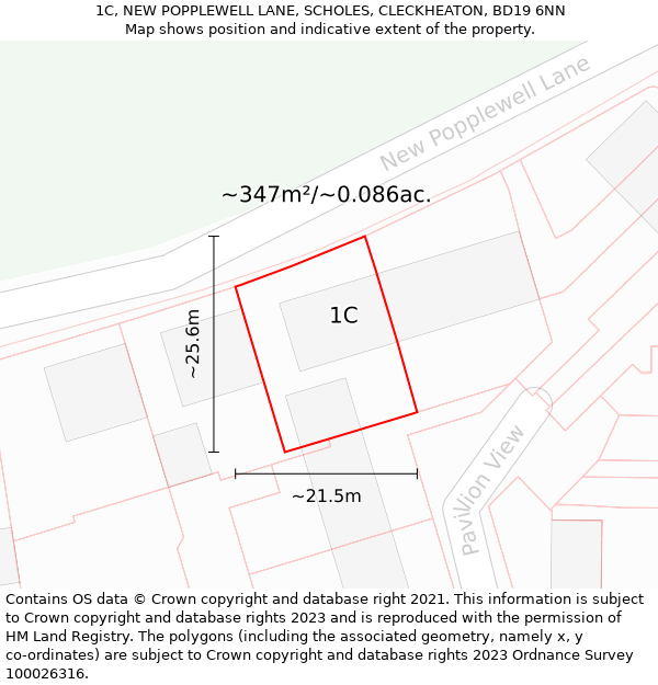 1C, NEW POPPLEWELL LANE, SCHOLES, CLECKHEATON, BD19 6NN: Plot and title map