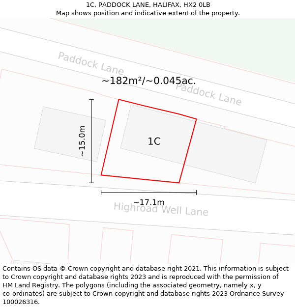 1C, PADDOCK LANE, HALIFAX, HX2 0LB: Plot and title map