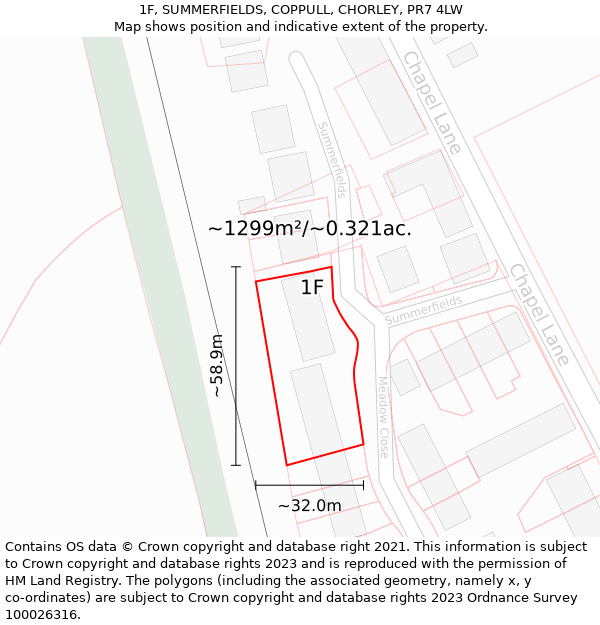 1F, SUMMERFIELDS, COPPULL, CHORLEY, PR7 4LW: Plot and title map