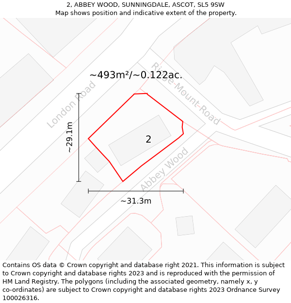 2, ABBEY WOOD, SUNNINGDALE, ASCOT, SL5 9SW: Plot and title map