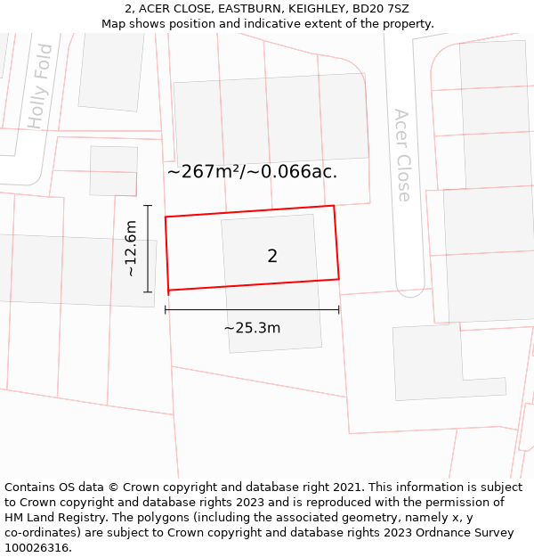 2, ACER CLOSE, EASTBURN, KEIGHLEY, BD20 7SZ: Plot and title map