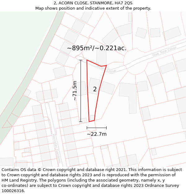 2, ACORN CLOSE, STANMORE, HA7 2QS: Plot and title map