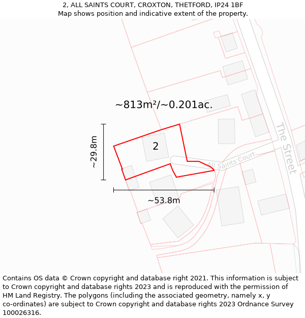 2, ALL SAINTS COURT, CROXTON, THETFORD, IP24 1BF: Plot and title map