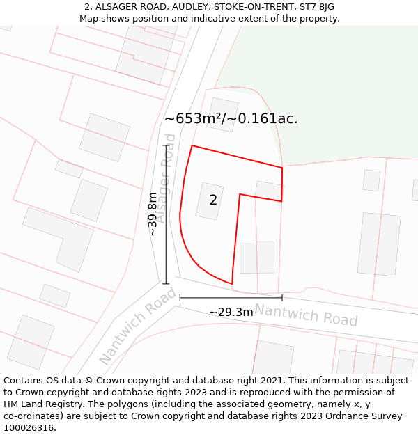 2, ALSAGER ROAD, AUDLEY, STOKE-ON-TRENT, ST7 8JG: Plot and title map