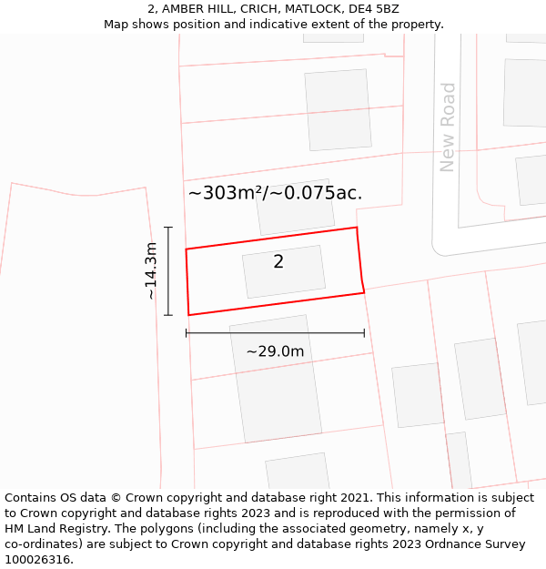 2, AMBER HILL, CRICH, MATLOCK, DE4 5BZ: Plot and title map