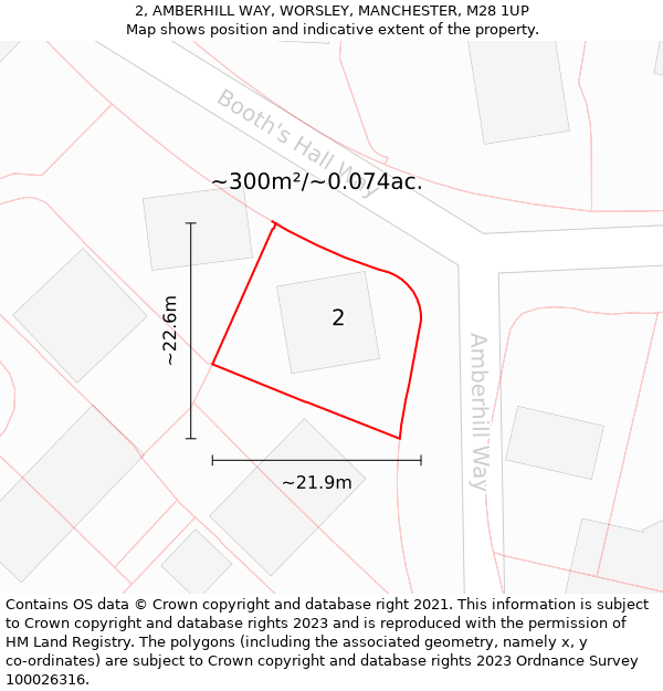 2, AMBERHILL WAY, WORSLEY, MANCHESTER, M28 1UP: Plot and title map