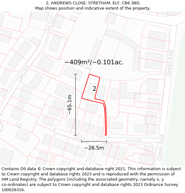 2, ANDREWS CLOSE, STRETHAM, ELY, CB6 3NG: Plot and title map