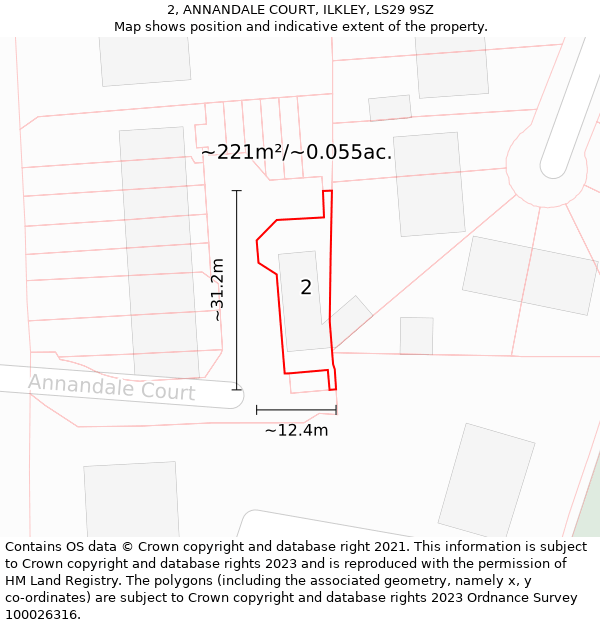 2, ANNANDALE COURT, ILKLEY, LS29 9SZ: Plot and title map