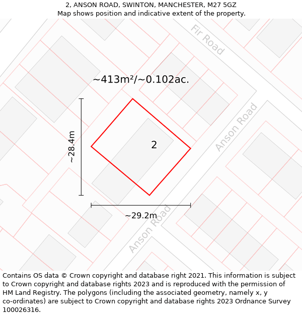 2, ANSON ROAD, SWINTON, MANCHESTER, M27 5GZ: Plot and title map