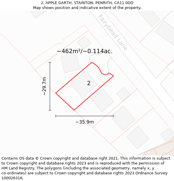 2, APPLE GARTH, STAINTON, PENRITH, CA11 0DD: Plot and title map