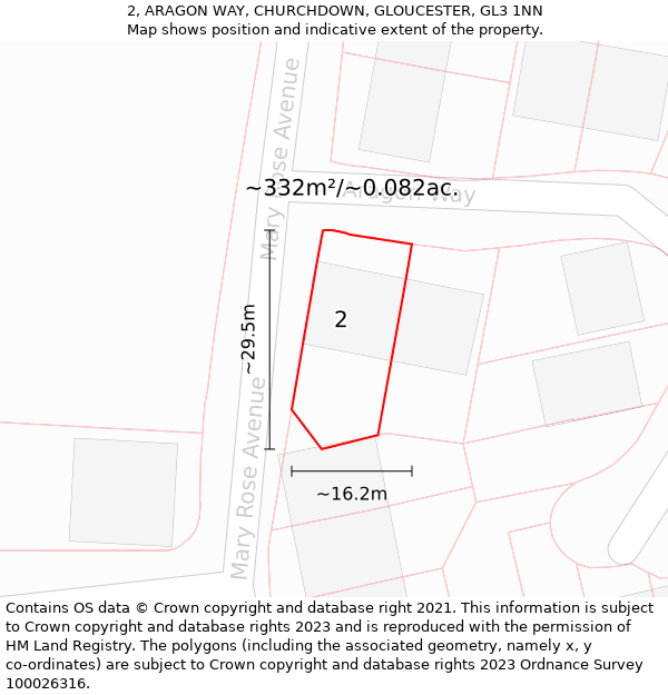 2, ARAGON WAY, CHURCHDOWN, GLOUCESTER, GL3 1NN: Plot and title map