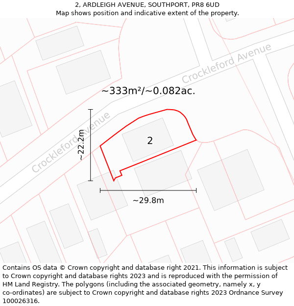 2, ARDLEIGH AVENUE, SOUTHPORT, PR8 6UD: Plot and title map