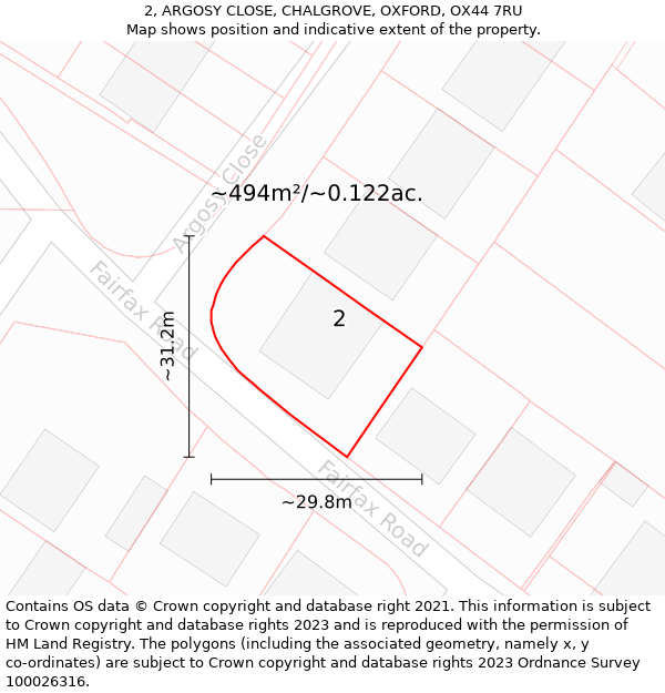 2, ARGOSY CLOSE, CHALGROVE, OXFORD, OX44 7RU: Plot and title map