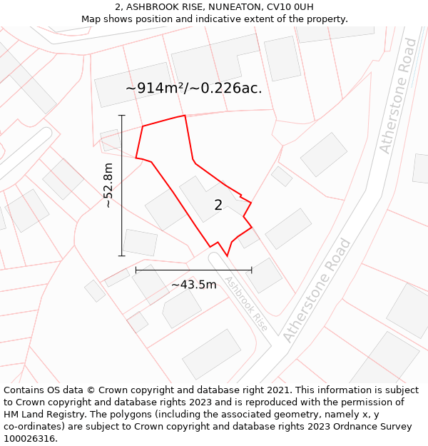 2, ASHBROOK RISE, NUNEATON, CV10 0UH: Plot and title map