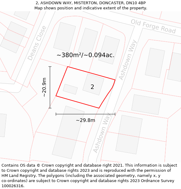 2, ASHDOWN WAY, MISTERTON, DONCASTER, DN10 4BP: Plot and title map