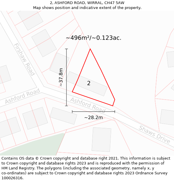 2, ASHFORD ROAD, WIRRAL, CH47 5AW: Plot and title map