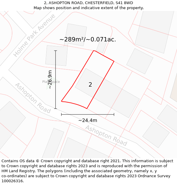 2, ASHOPTON ROAD, CHESTERFIELD, S41 8WD: Plot and title map