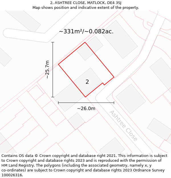 2, ASHTREE CLOSE, MATLOCK, DE4 3SJ: Plot and title map