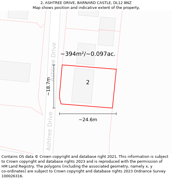 2, ASHTREE DRIVE, BARNARD CASTLE, DL12 8NZ: Plot and title map