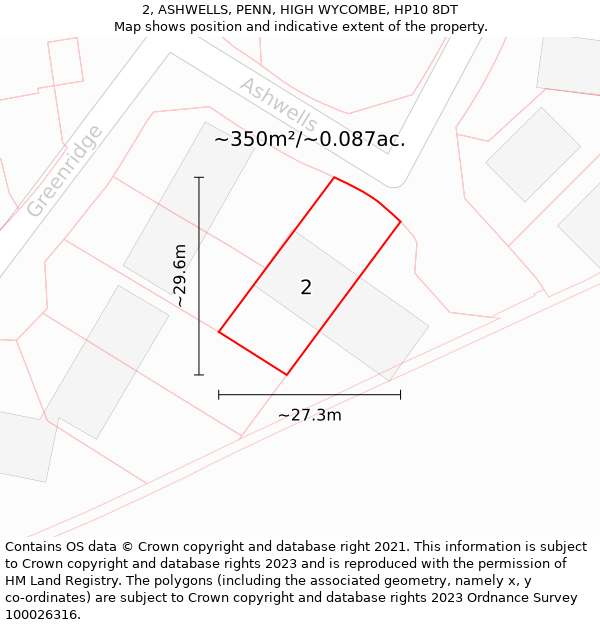 2, ASHWELLS, PENN, HIGH WYCOMBE, HP10 8DT: Plot and title map