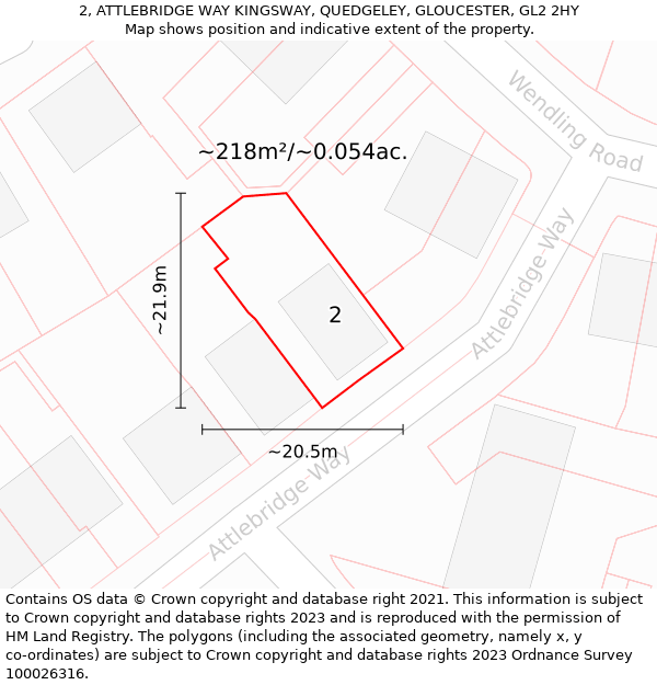 2, ATTLEBRIDGE WAY KINGSWAY, QUEDGELEY, GLOUCESTER, GL2 2HY: Plot and title map