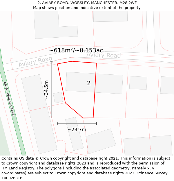 2, AVIARY ROAD, WORSLEY, MANCHESTER, M28 2WF: Plot and title map