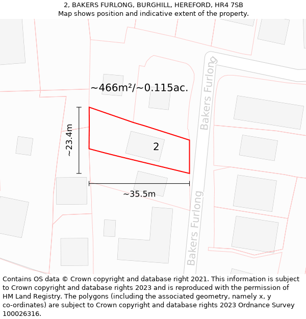 2, BAKERS FURLONG, BURGHILL, HEREFORD, HR4 7SB: Plot and title map