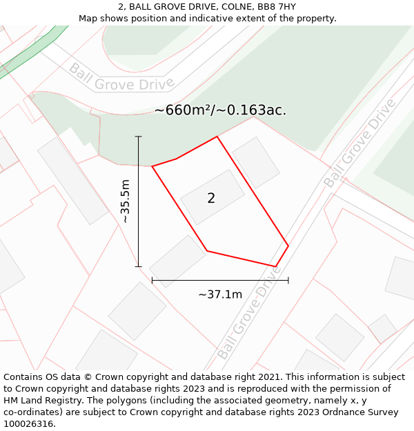 2, BALL GROVE DRIVE, COLNE, BB8 7HY: Plot and title map