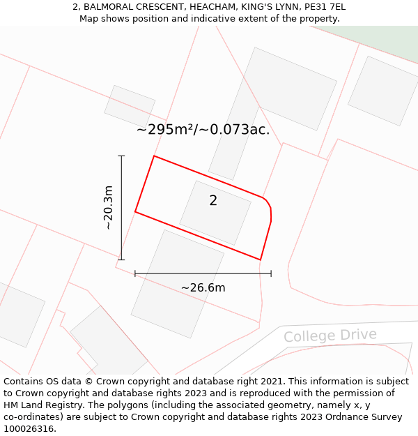 2, BALMORAL CRESCENT, HEACHAM, KING'S LYNN, PE31 7EL: Plot and title map