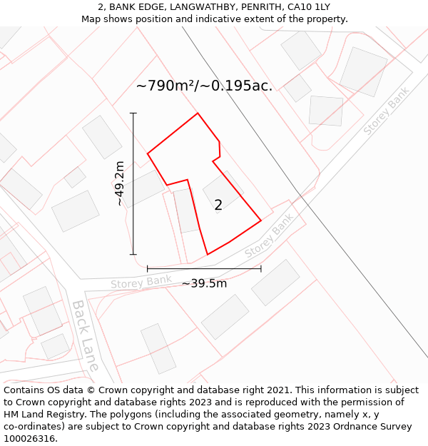 2, BANK EDGE, LANGWATHBY, PENRITH, CA10 1LY: Plot and title map