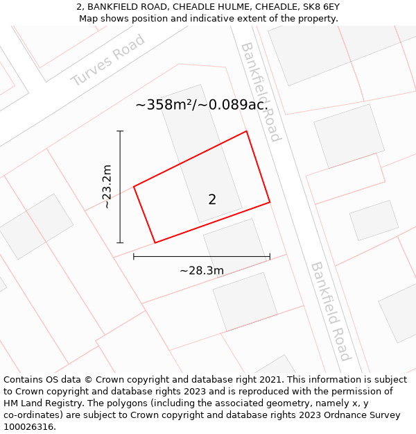 2, BANKFIELD ROAD, CHEADLE HULME, CHEADLE, SK8 6EY: Plot and title map