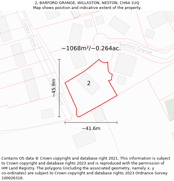 2, BARFORD GRANGE, WILLASTON, NESTON, CH64 1UQ: Plot and title map